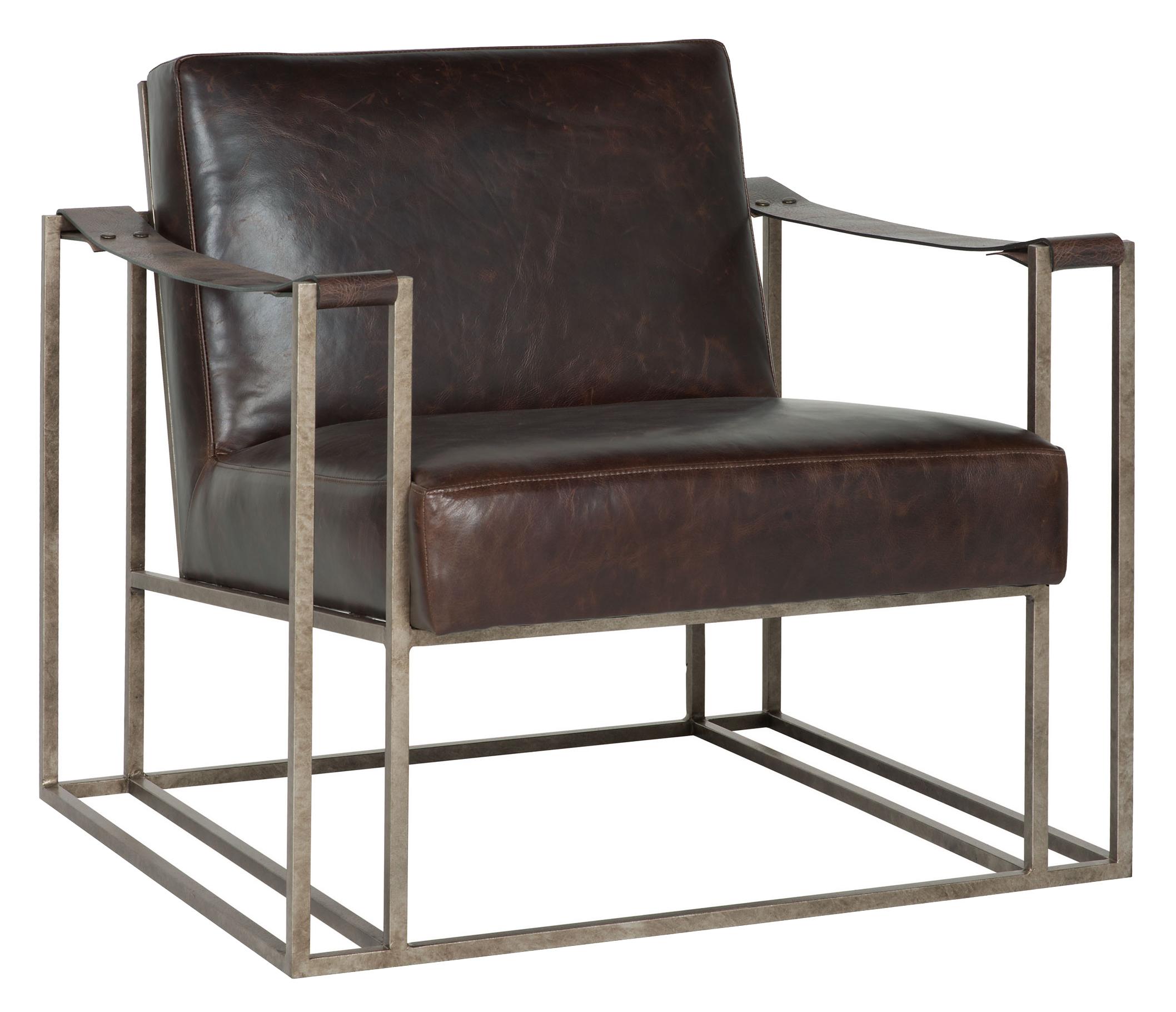 Bernhardt Dekker 3212L 364 220 Industrial Leather Chair with Metal Arms Belfort Furniture Uph Upholstered Chairs